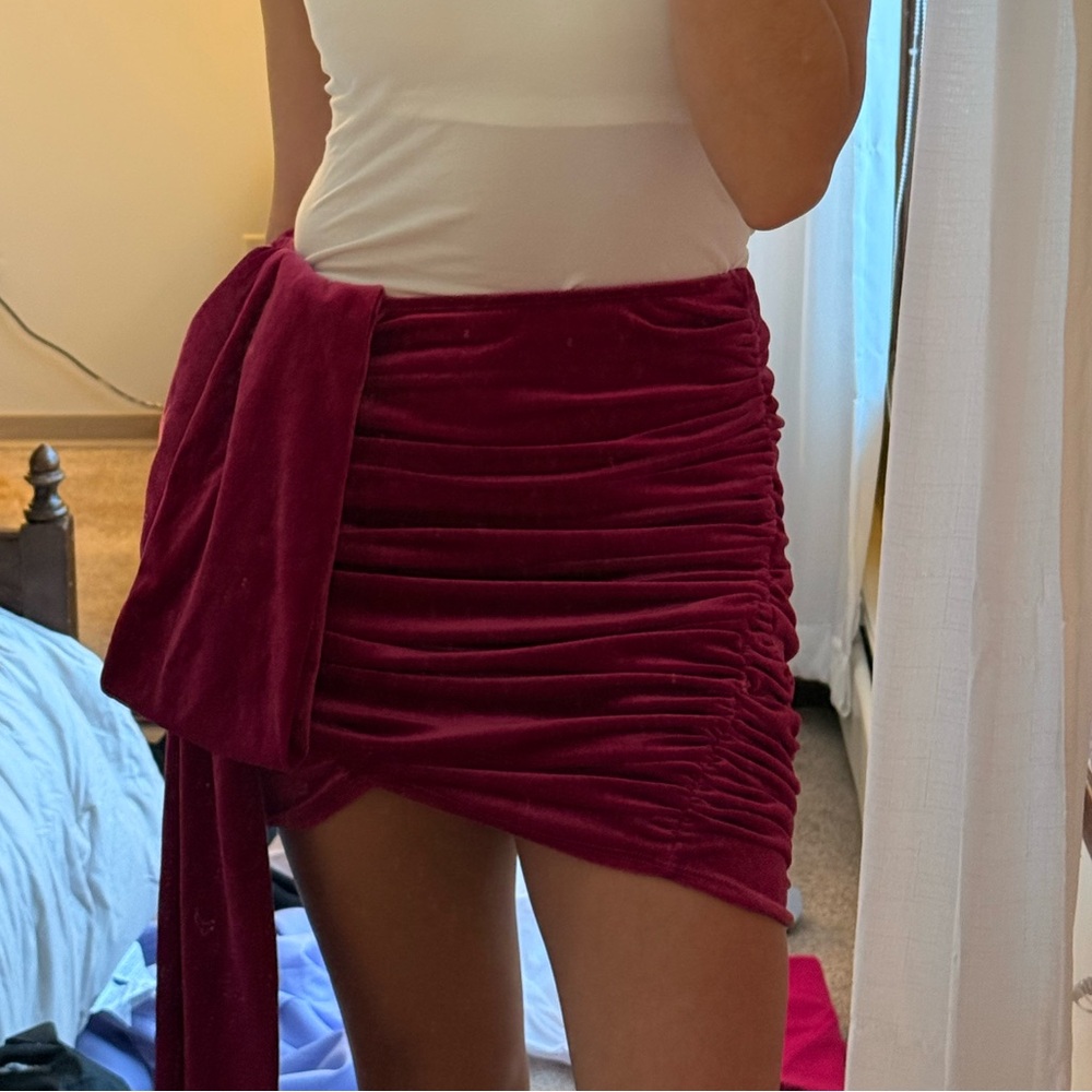 Elegant Red Velvet Skirt